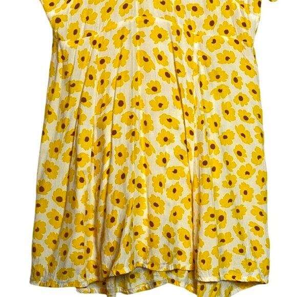 Faithfull The Brand LaBelle Womens Yellow Floral Mini Dress V-Neck Puff Sleeves - Picture 8 of 10